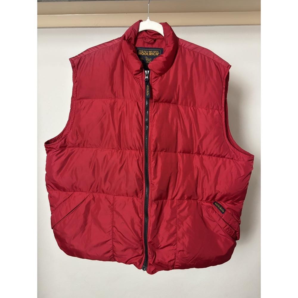 John Rich & Bros Woolrich Men's Down packable Puffer Vest  Deep Red XL